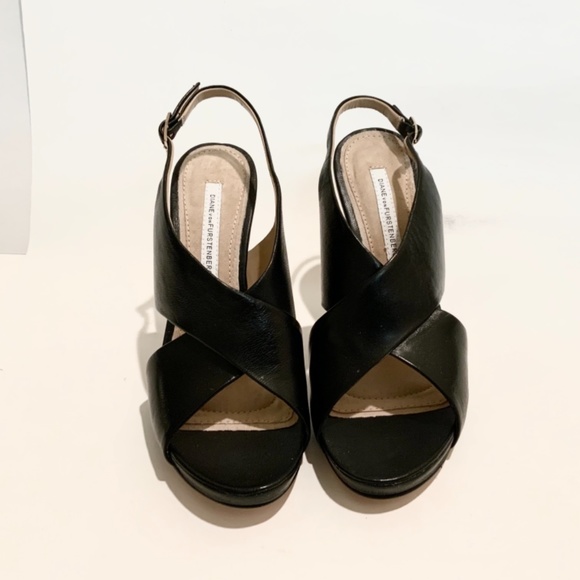 Diane von Furstenberg DVF Vada Black Leather Slingback Sandal Stiletto Heel Pump - Picture 8 of 10